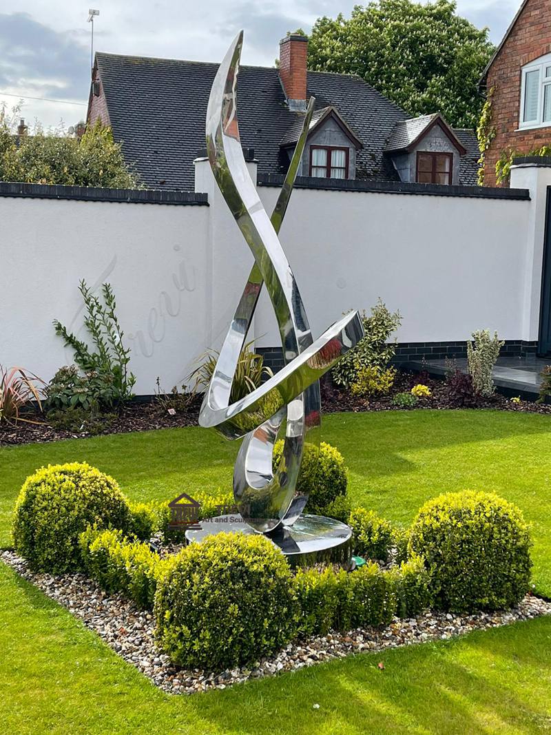 British stainless steel abstract sculpture feedback