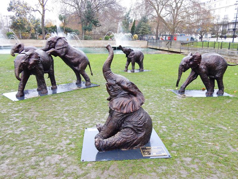 large outdoor bronze elephant sculptures
