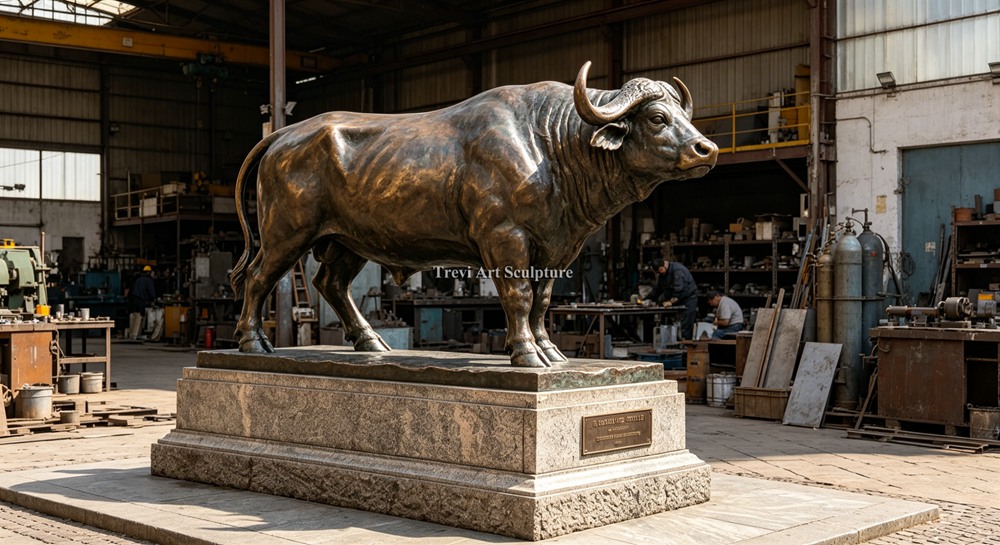 Large Bronze Buffalo statue