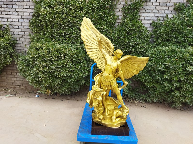 bronze saint micheal statue