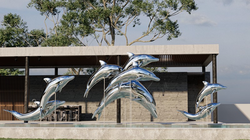 Stainless Steel Dolphin Statue4