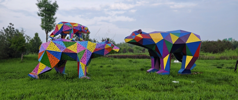 Colorful polar bear sculpture