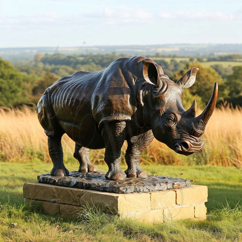 Life Size Bronze Rhino Sculpture for Sale 2