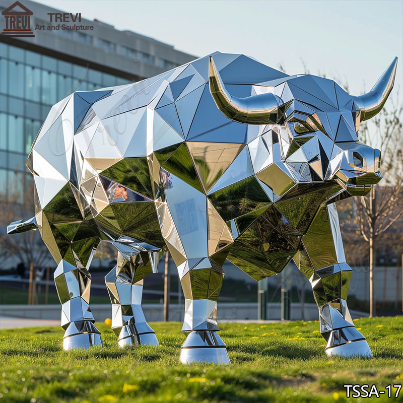 Outdoor-Stainless-Steel-Geometric-Bull-Sculpture