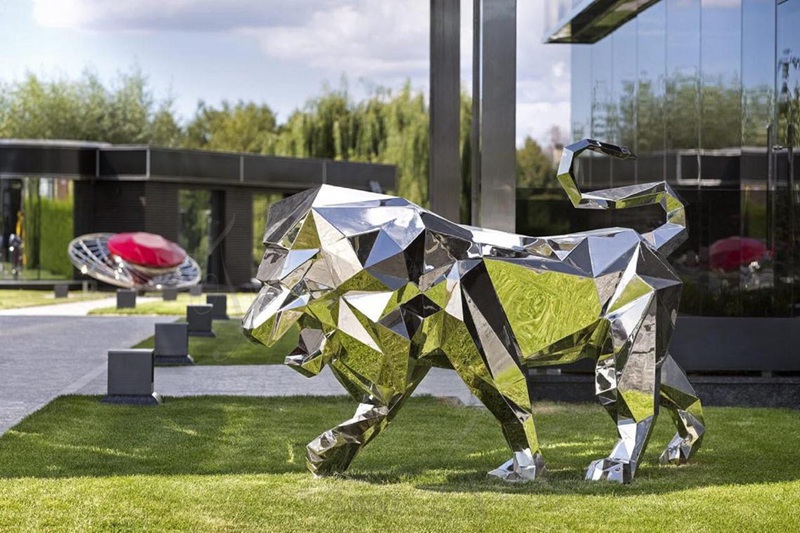 geometric lion sculpture