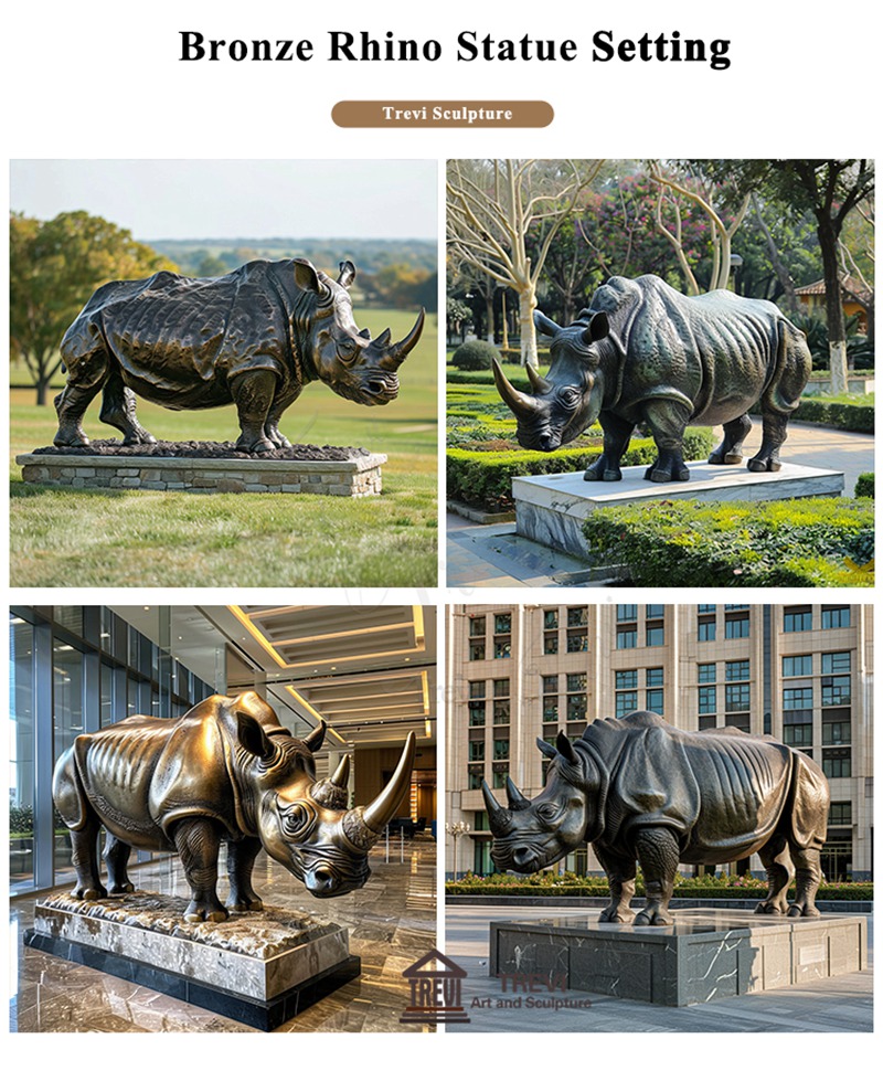 life size Bronze rhino sculpture