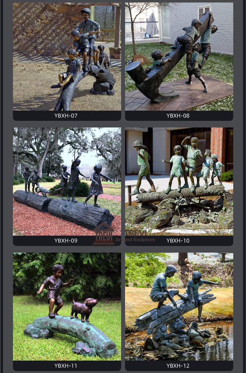 more Bronze Children Statue