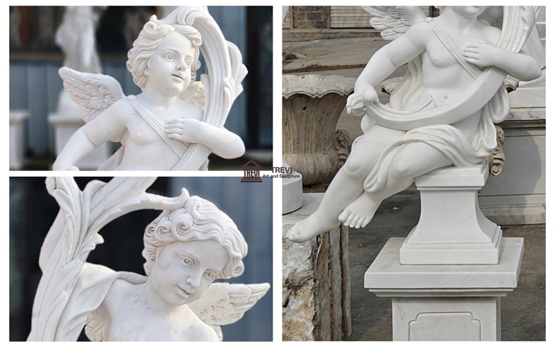 Marble Cherub Statue details