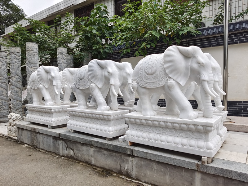 Marble Elephant Statues (2)