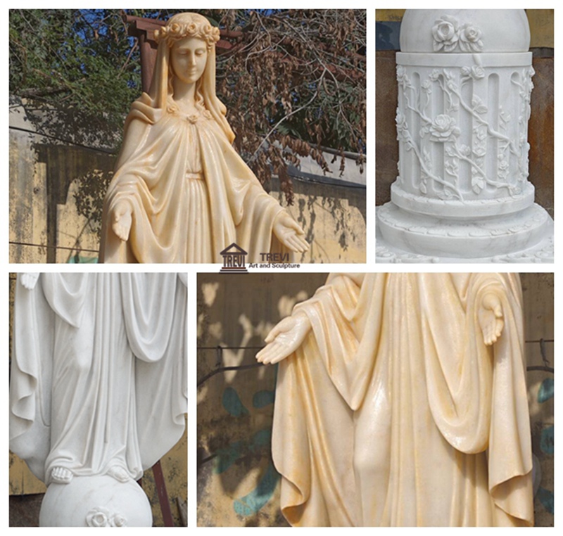 Marble Mother Mary Statue details