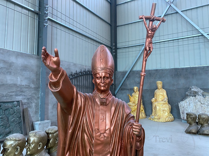 Outdoor Bronze Pope Statue