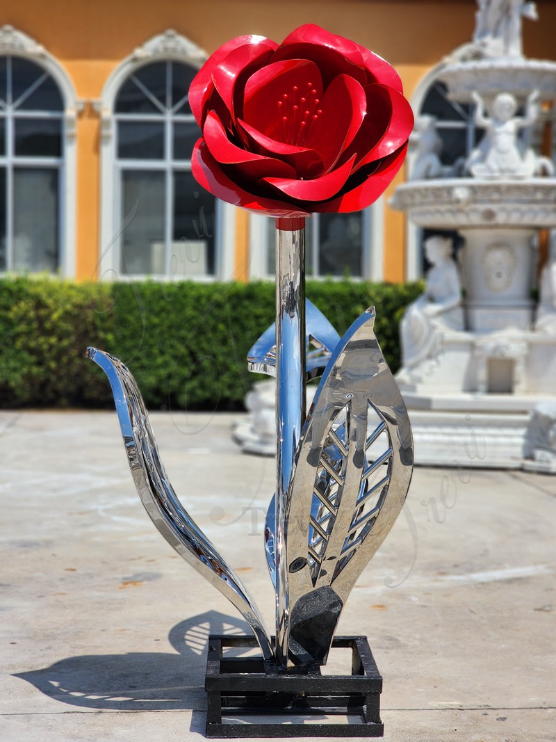 Outdoor Metal Rose Sculpture