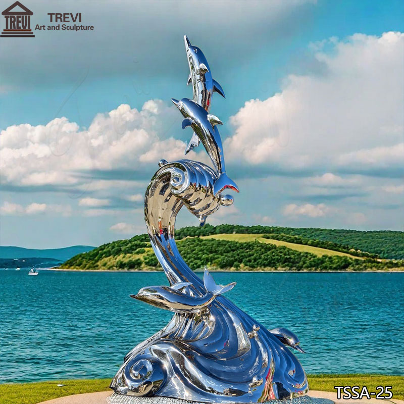 Outdoor Stainless Steel Dolphin Statue