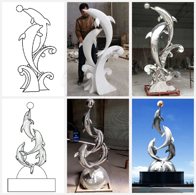 Stainless Steel Dolphin Sculpture design