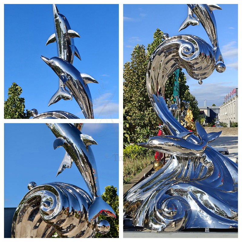 Stainless Steel Dolphin Sculpture details