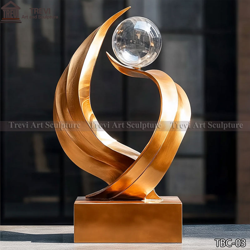 Bronze Abstract Sculpture with Resin ball