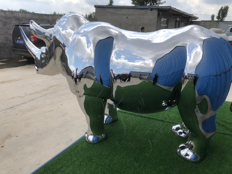 Stainless Steel Metal Rhino Sculpture