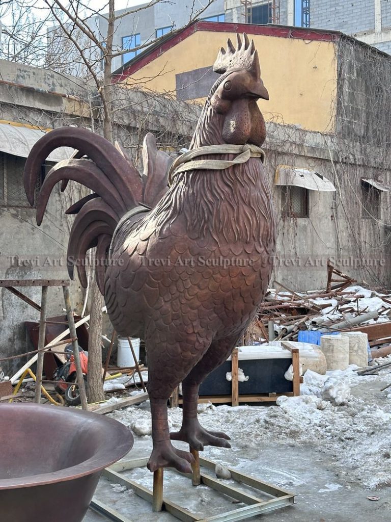 large rooster statue