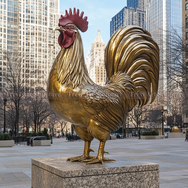 rooster bronze statue