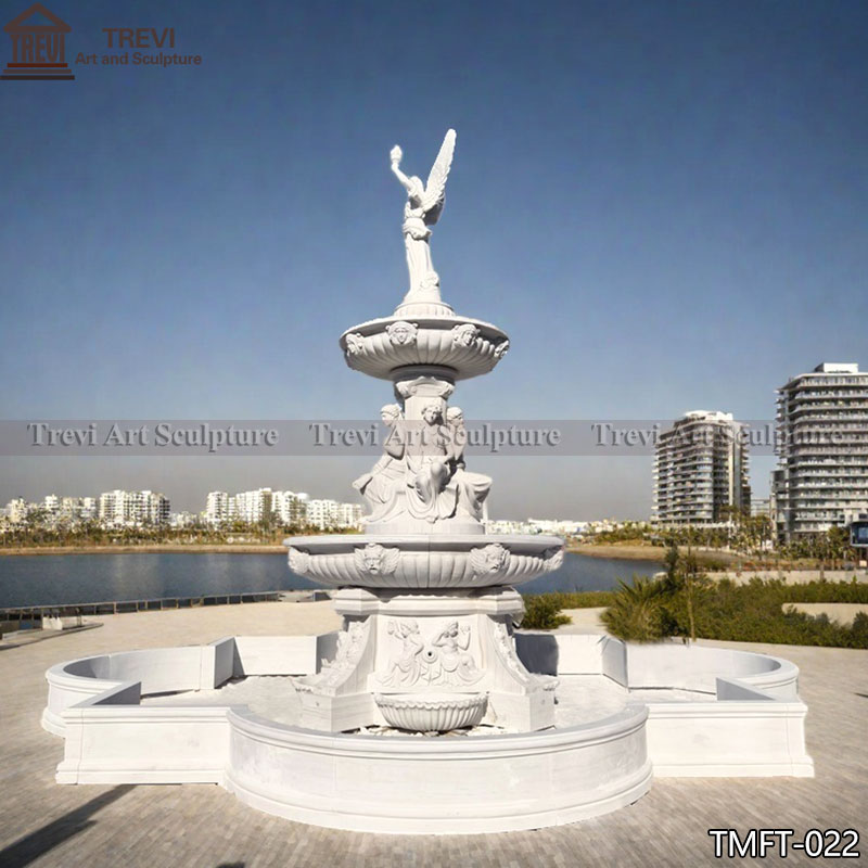 Large marble angel outdoor fountain