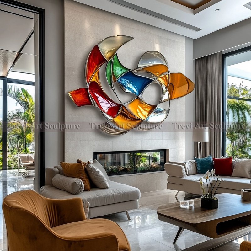 Stainless Steel Colorful Wall Sculpture for indoor