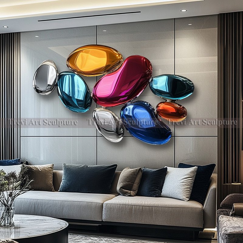 Stainless Steel Colorful Wall Sculpture for sitting room