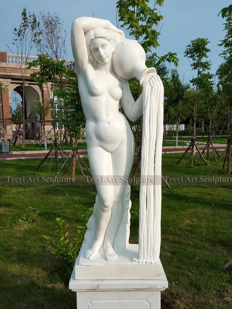 marble lady holding pot statue