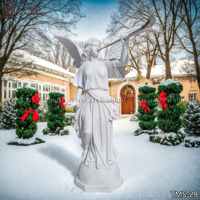 Classic Marble Angel with Trumpet Statue