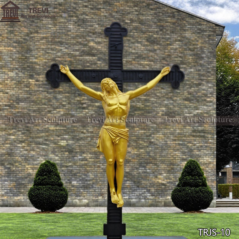 Real size Bronze golden jesus on cross statue