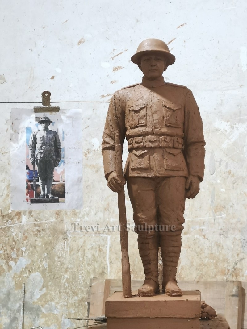 Small-scale clay model of a custom bronze soldier statue
