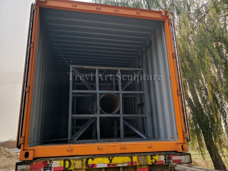 Custom crated bronze statue prepared for shipping