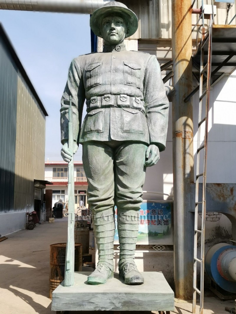 Finished bronze statue after casting and patina