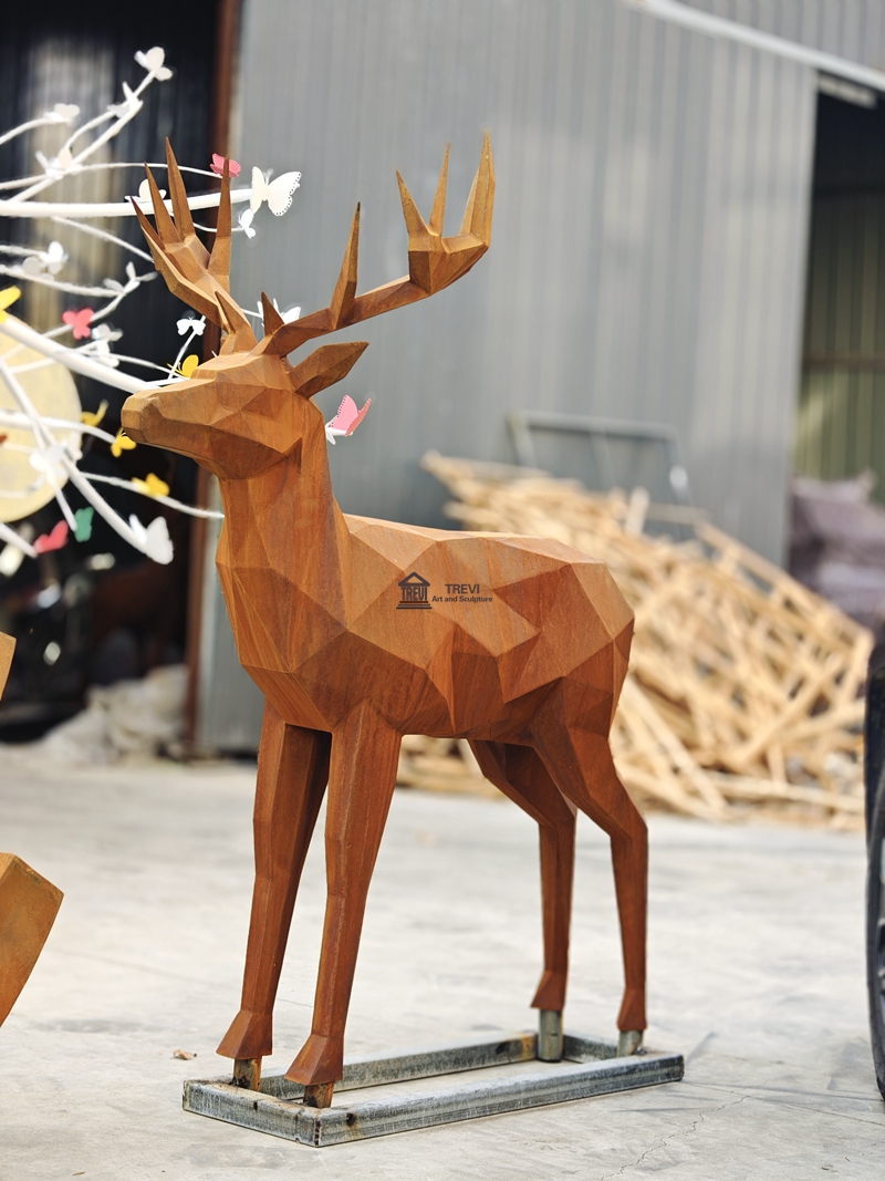 corten steel deer statue