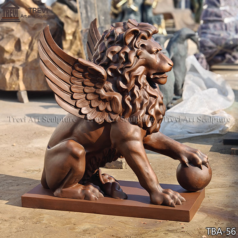 Bronze Winged Lion Statues