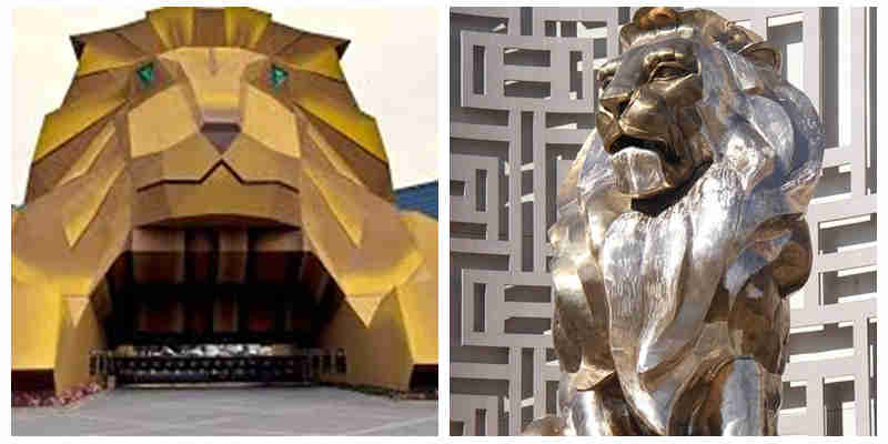 MGM Grand Lion Statue before and after