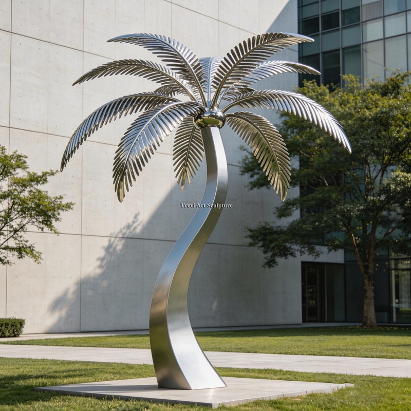 Modern large Stainless Steel Palm Tree Sculpture