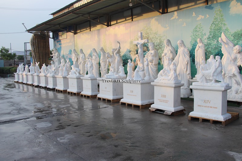 Stations of the Cross marble statue