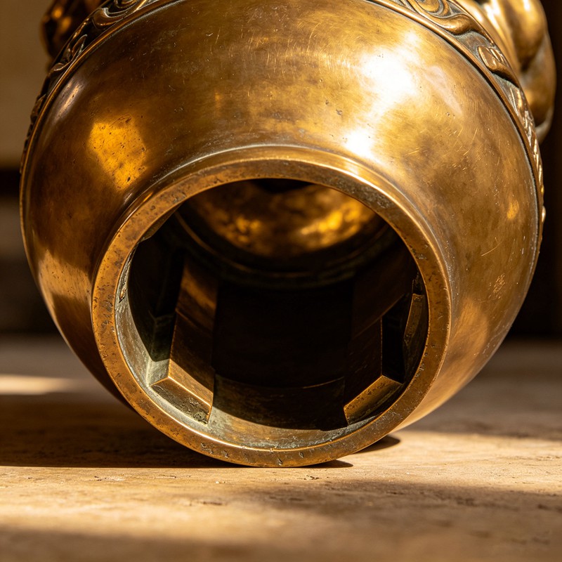 The base of the bronze sculpture is hollow