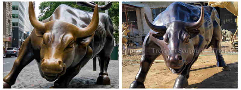 famous animal statue of charging bull and. trevi charging bull