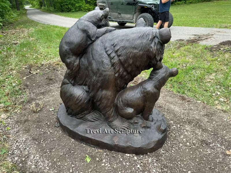 Bronze Bear Family Statue