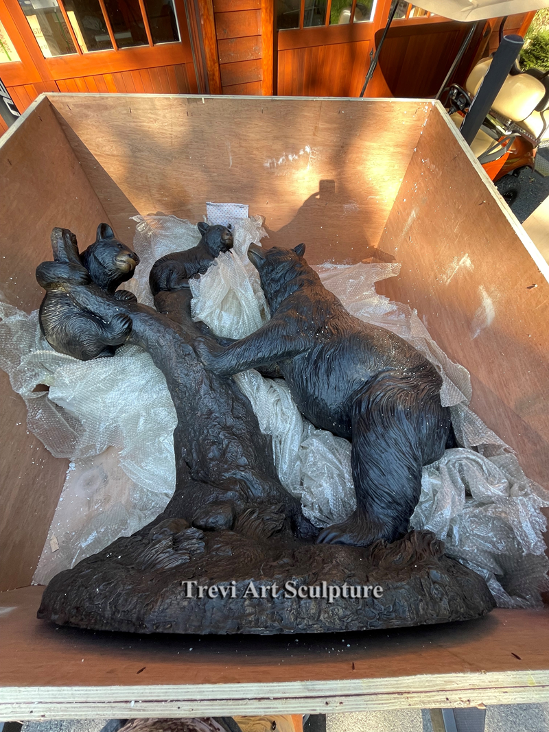 Bronze bear climbing tree statue feedback