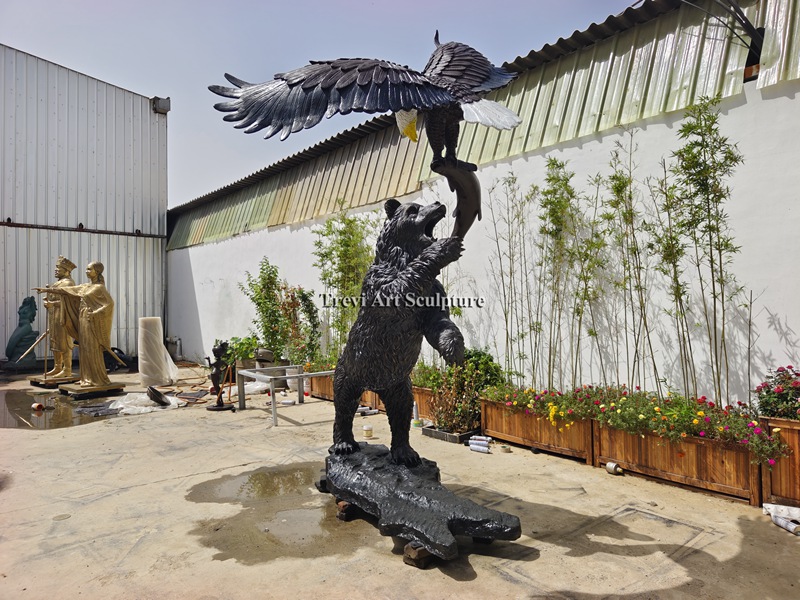 Large bronze Bear and Eagle Statue