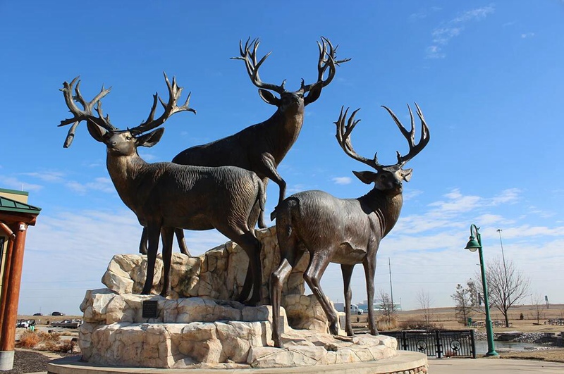 Outdoor bronze elk statue