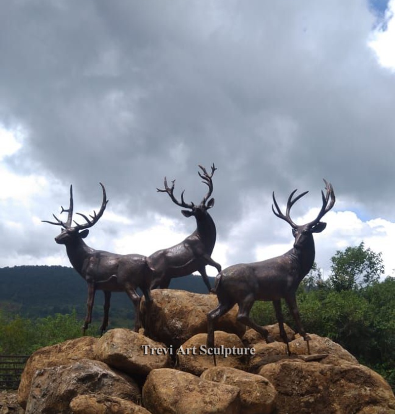 Outdoor bronze three elk statue feedback