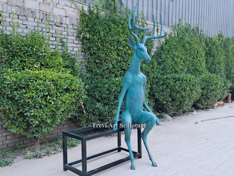 bronze Scioto Lounge Deer Sitting Sculpture