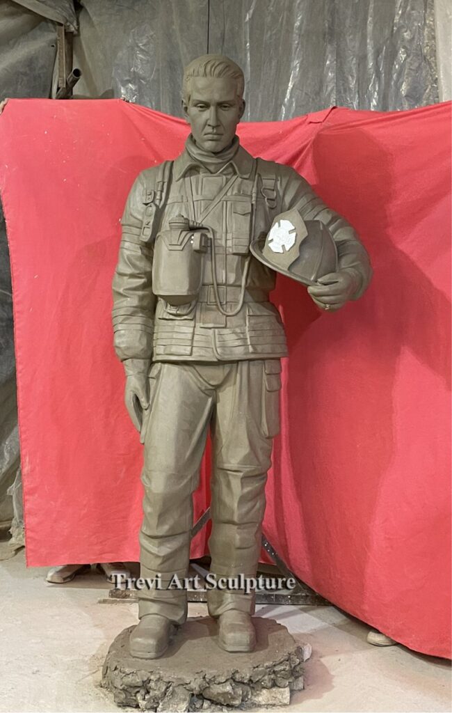 firefighter statue clay model