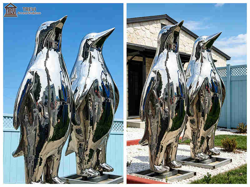 metal penguin sculpture outdoor