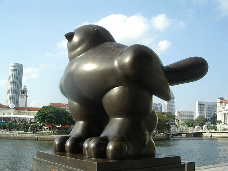 Bird, 1990, in front of UOB Plaza, Singapore