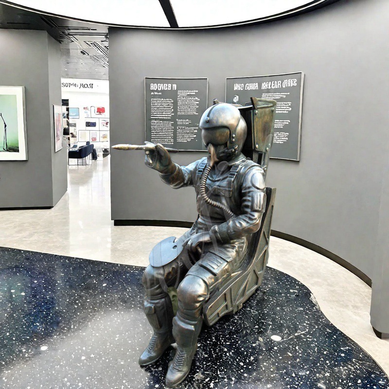 Bronze Sculpture Space sitting Astronaut