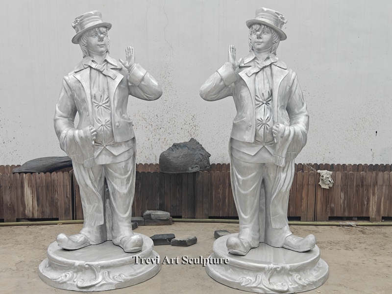 Cast aluminum clown sculpture
